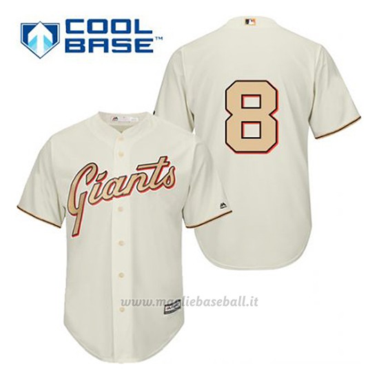 Maglia Baseball Uomo San Francisco Giants Hunter Pence 8 Crema Commemoratif Cool Base